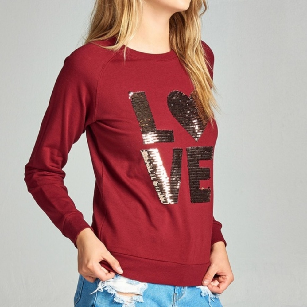 SEQUIN DETAILED CASUAL TOP - Picture 2 of 2